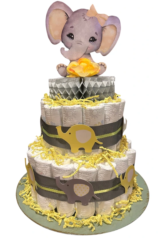 Diaper Cake: Yellow Baby Girl
