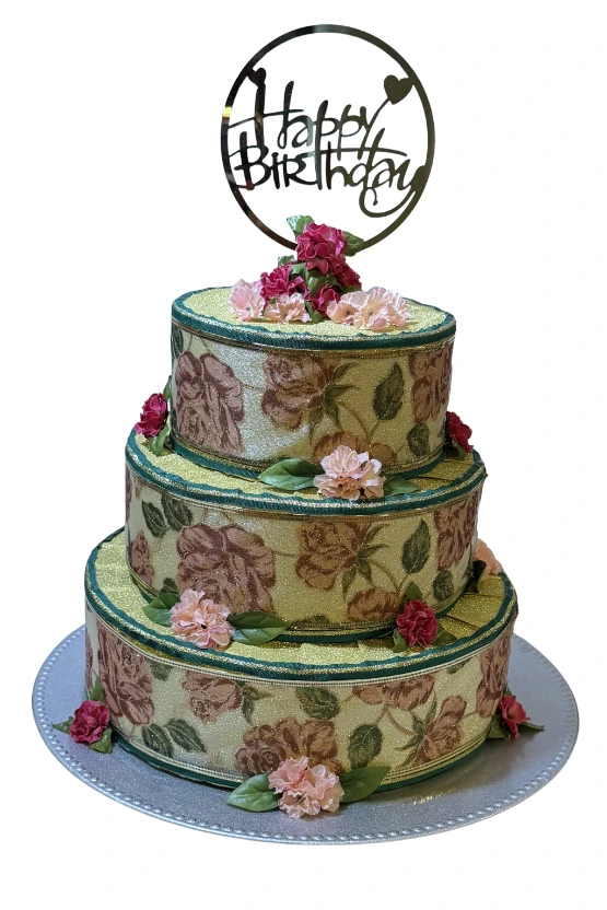 Decorative Cake: Silver-Green Floral