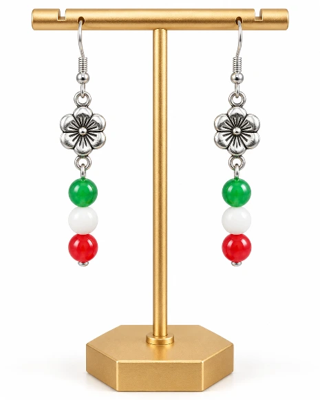 Mexico Flag Flower Earrings