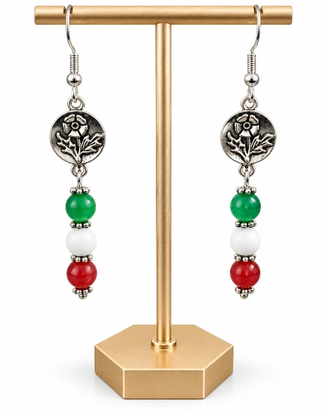 Mexican Flag Round Earrings
